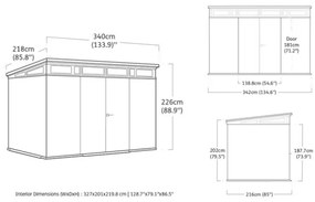 Casetta Da Giardino In Resina 342x218x226H Cm Artisan 11x7 Grigio Keter