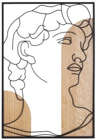 Pannello decorativo 3D David in metallo e legno - cm 55x2x80