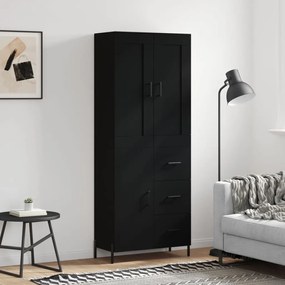 Credenza Nera 69,5x34x180 Cm İn Legno Multistrato /