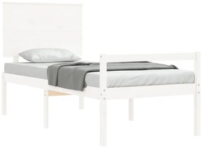 Letto per anziani con testiera bianco 100x200 cm legno massello