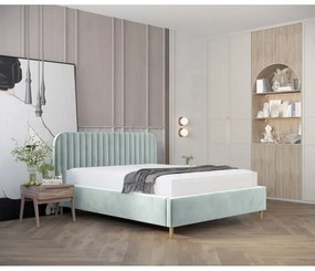 Letto singolo color menta imbottito con spazio contenitivo con rete inclusa 120x200 cm Noto – Maison de Rêve