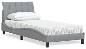 Letto Con Materasso Grigio Chiaro 90x190 Cm İn Tessuto /