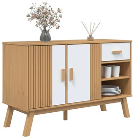 Credenza olden bianca e marrone 114x43x73,5 cm massello di pino