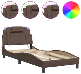 Giroletto con luci led marrone 90x200 cm in similpelle