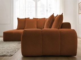 Divano angolare color terracotta allungabile e con contenitore (penisola a sinistra/a L) con rivestimento in ciniglia Everest – Bobochic Paris