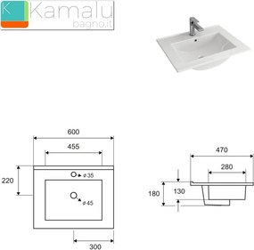 Mobile bagno da 60 cm con anta BT-60 - KAMALU