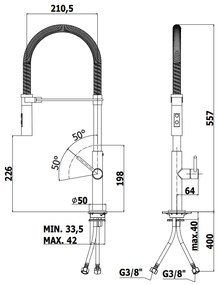 Paffoni Chef CH179CRNO Miscelatore lavello monoforo con canna orientabile e doccia 2 getti in abs cromo nero opaco