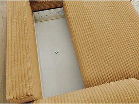 Divano angolare color senape allungabile (con penisola a destra) con rivestimento in velluto a coste Lucien – Bobochic Paris