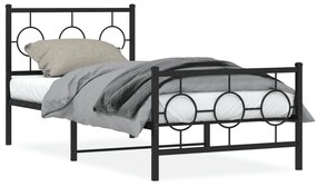 Giroletto Con Testiera E Pediera Metallo Nero 90x190 Cm /