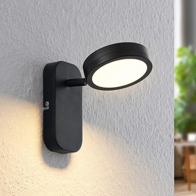 Faretto Lindby Vesim, nero, a 1 luce, alto 15 cm, in ferro