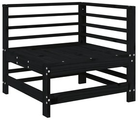 Set Salotto da Giardino 3 pz Nero in Legno Massello di Pino