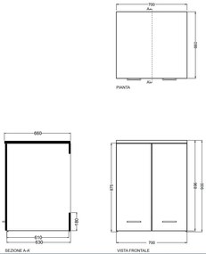 Colavene mobile contenitore lavatrice asciugatrice 70X66 H.90 bianco