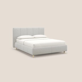 Laura letto imbottito contenitore e sfoderabile in microfibra velluto impermeabile T09 panna