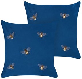 Set di 2 cuscini velluto blu 45 x 45 cm TALINUM Beliani