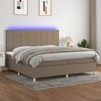 Letto a Molle Materasso e LED tortora 200x200cm in Tessuto cod mxl 58219