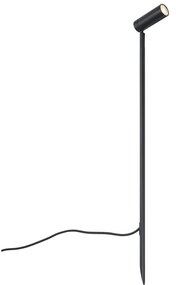 Faretto a picchetto nero 80 cm con LED regolabile IP65, cavo e spina - Carl