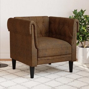 Poltrona Chesterfield Marrone İn Tessuto /
