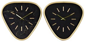 Orologio da Parete DKD Home Decor Nero Metallo Dorato (2 pezzi) (40 x 6 x 38 cm)
