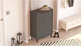 Scarpiera Da Ingresso Multiripiano 72x36x105 A 2 Ante Con Piedini Argo Antracite