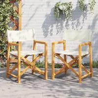 Sedie da Giardino Pieghevoli 2 pz Bianco Crema in Tessuto 365837