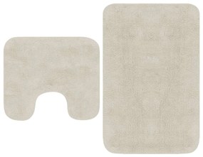 Set Tappetini Per Bagno 2 Pz İn Tessuto Bianco /
