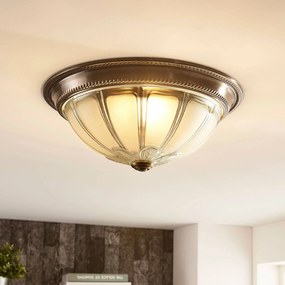 Plafoniera a LED Henja Lindby, dimmerabile, Bronzo / Ottone antico, Soggiorno / Sala da pranzo, Vetro, Antico, Plafoniera LED