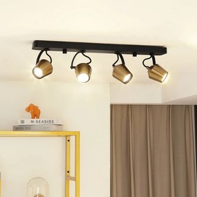 Lindby fatto da soffitto Sylveria, a 4 luci, nero/oro, ferro