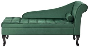 Chaise longue contenitore velluto verde scuro destra PESSAC Beliani