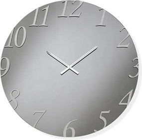 Orologio D60 cm rotondo in cristallo Fumč e numeri Argento - AUSTIN