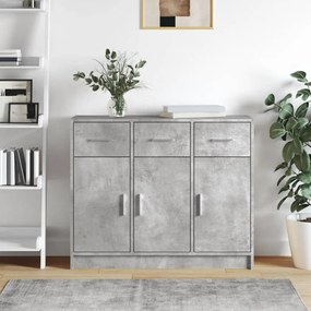 Credenza Grigio Cemento 91x28x75 Cm İn Legno Multistrato /