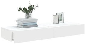 Mobili porta tv con luci led 2pz bianchi 60x35x15,5 cm