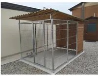 Recinto per cani da 2x3 metri coperto con retro e 1 metro dx o sx in legno con portaciotole zincato a caldo