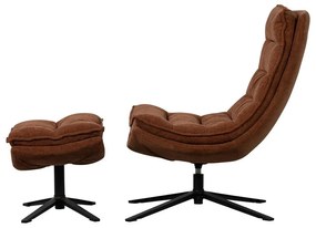 Poltrona con poggiapiedi marrone girevole con rivestimento in ciniglia Kube – WOOOD