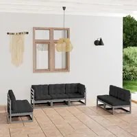 Set Divani da Giardino 7 pz con Cuscini Legno Massello di Pino 3076471