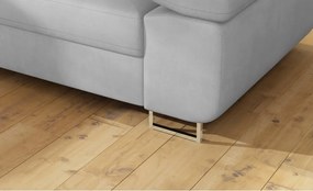 Divano angolare grigio chiaro allungabile/con contenitore (con penisola a sinistra/a L) e rivestimento in velluto Anton – ELTAP