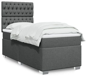 Giroletto A Molle Con Materasso Grigio Scuro 90x190 Cm Tessuto /