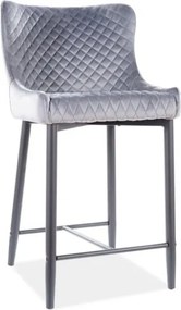 Sgabello da bar Colin imbottito B H-2 in grigio - H 88 cm