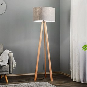 Lampada da terra Arim Quitani, Legno chiaro, Soggiorno / Sala da pranzo, Tessuto / Stoffa / Seta, Scandinavo, Lampada da terra