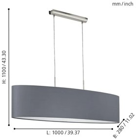 Eglo 31586 - Lampadario a sospensione con filo PASTERI 2xE27/60W/230V