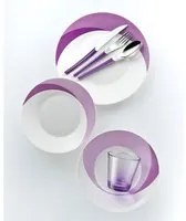 Set 7 pezzi Piatti + Posate + Bicchiere Eme Natura Flower Viola