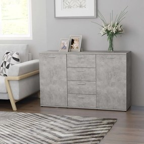 Credenza grigio cemento 120x35,5x75 cm in legno multistrato