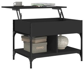 Tavolino da salotto nero 70x50x50cm legno multistrato metallo