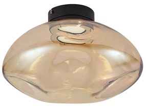 Plafoniera di design nera con vetro ambrato - Gemma