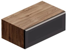 Mobile da bagno sotto lavabo Star noce - nero/vetro dark grey L 80.3 x H 30 x P 46 cm 1 cassetto, lavabo non incluso