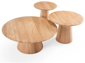 Tavolino rotondo in legno di quercia in colore naturale ø 80 cm Mushroom - Gazzda