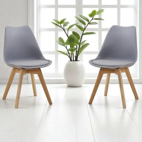 Sedia da pranzo seduta polipropilene Grigio gambe legno - KAIRA 2 pezzi