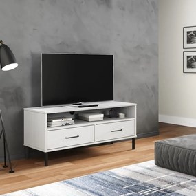 Mobile tv con gambe metallo bianco legno massello di pino oslo