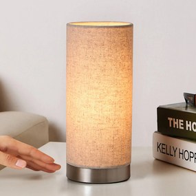 Lampada da tavolo Ronja Lindby, dimmerabile, Crema / Ambra, Camera da letto, Tessuto / Stoffa / Seta, Moderno, Lampada da tavolo
