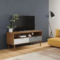 Mobile TV MOLDE Marrone 106x40x49 cm in Legno Massello di Pino cod 12120