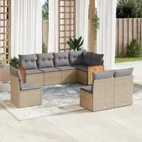 Set Divano da Giardino 8 pz con Cuscini Beige in Polyrattan 3260127